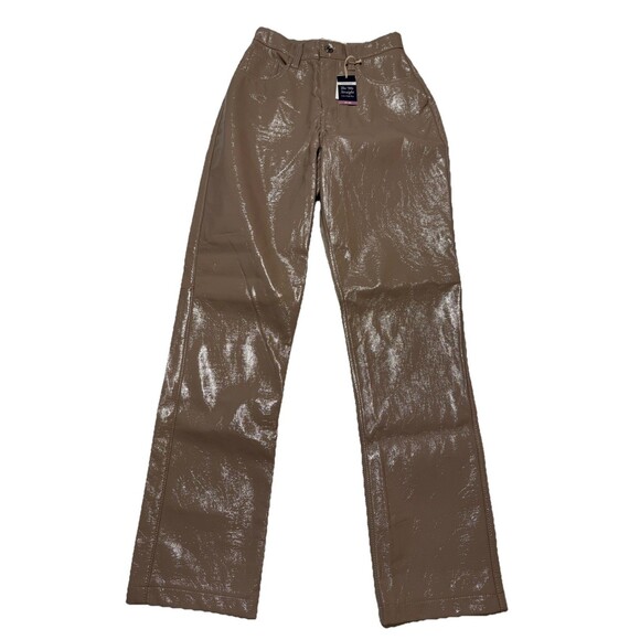 Abercrombie & Fitch Pants - ABERCROMBIE FITCH Vegan Leather 90s Straight Ultra High Rise Pants Sz 24/00 NWT